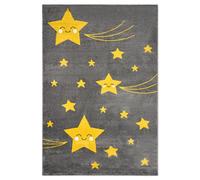 Bravich Stars Kids Rug Yellow 120 x 170 cm (4ft x 5ft6), Childrens Playroom | Nursery rugs, soft anti allergic play mat, OEKO-TEX tested polypropylene, hessian backed, bedroom floor carpet, non shed, low
