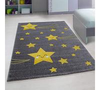 Bravich Stars Kids Rug Yellow 80 x 150 cm (2ft7 x 4ft11), Childrens Nursery | Soft anti allergic play mat, OEKO-TEX tested polypropylene, hessian backed, bedroom floor carpet, boys girls toddler baby, xl