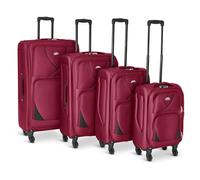 Bravich Suitcase Set - Red/Black. Set of 4 Soft Shell Suitcases with Spinner Wheels, Lightweight Suitcases for Check in & Hand Luggage. Large Suitcases Set with TSA Lock - 20", 26", 28" & 32" Size.