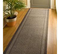 Bravich Sydney Brown Hallway Runner - Machine Washable Non-Slip Rubber Backed Carpet Mat - Indoor Outdoor Stair Kitchen Runner - 9mm Pile Height 2'2"x4'FT (66x122cm)