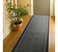 Bravich Sydney Grey Hallway Runner - Machine Washable Non-Slip Rubber Backed Carpet Mat - Indoor Outdoor Stair Kitchen Runner - 9mm Pile Height - 2'2"x25'FT (66x760cm)