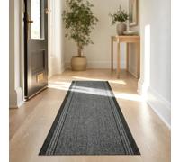 Bravich Sydney Grey Hallway Runner - Washable Non-Slip Rubber Backed Carpet Mat - Indoor Outdoor Stair Kitchen Runner - 9mm Pile Height - 2'2"x25'FT (66x760cm)