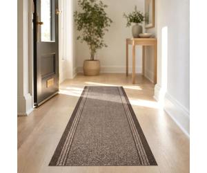 Bravich Sydney Hallway Runner Brown 66 cm wide x 152 cm (5FT), Kitchen Hall | Stair carpet runners for hallways, anti slip rubber backed low pile, fits under doors, landing corridor entrance floor mat xl