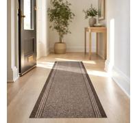 Bravich Sydney Hallway Runner Brown 66 cm wide x 366 cm (12FT), Hall Carpet | Anti slip rubber backed low pile, fits under doors, landing corridor entrance floor mat, dirt trapper, machine washable, long