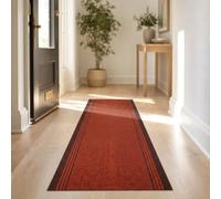 Bravich Sydney Hallway Runner Red 66 cm x 122 cm (4FT) | Carpet runners for hallways, rubber backed low pile, fits under doors, landing corridor entrance floor mat, dirt trapper, big