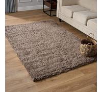 Bravich Taupe Shaggy Rug 60 x 110cm (2' x 3'7") 5cm Pile Small Thick Fluffy Bedroom Hessian Backed Washable