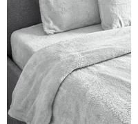 Bravich Teddy Fleece Duvet Set With Two Pillow Covers - Silver, 200 x 200cm | Super Soft Teddy Bear Bedding For Double Bed, Fluffy Duvet Cover Sets For Winter. Double Duvet And Pillow Set