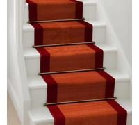 Bravich Terracotta Border Hallway Runner Rug, Hessian Backed Flexible Stair Carpet Runner, Extra Long Length, Ideal for Stairs, Hallways & Kitchens 60x540CM (2'X18')