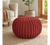 Bravich Terracotta Chunky Knitted Pouffe Footstool - 50Cm Round