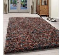 Bravich Terracotta Mottled Blended Shaggy Rug 60 x 110 cm (2ft x 3ft7), Thick Soft Deep Pile Living Room Bedroom Rug, Non Shed Anti Slip Fluffy Terracotta Area Rug Carpet