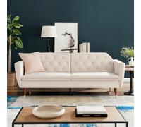 Bravich Victoria Sofa Bed 3 Seater Velvet Click Clack - Cream