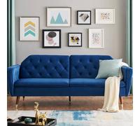 Bravich Victoria Sofa Bed 3 Seater Velvet Click Clack - Dark Blue
