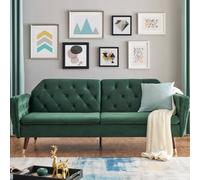 Bravich Victoria Sofa Bed 3 Seater Velvet Click Clack - Dark Green