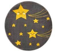 Bravich Yellow Stars Kids Rug 120Cm Circle (4')