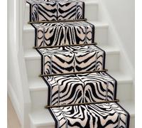 Bravich Zebra Print Hallway Runner Rug, Hessian Backed Flexible Stair Carpet Runner, Extra Long Length, Ideal for Stairs, Hallways & Kitchens 60x450CM (2'X15')
