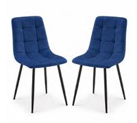 Bravich Zurich Velvet Embossed Dining Chair - Blue, Set Of 2