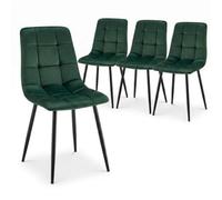 Bravich Zurich Velvet Embossed Dining Chair - Green, Set Of 4