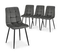 Bravich Zurich Velvet Embossed Dining Chair - Grey, Set Of 4