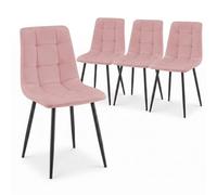 Bravich Zurich Velvet Embossed Dining Chair - Pink, Set Of 4