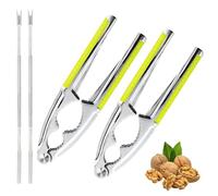 Bravien Nutcracker Set 2 Piece Green Nut Cracker with 2 Walnut Picks Premium Nutcracker Tool for Easy Nut Cracking Suitable for Kitchen Use and Holiday Celebrations