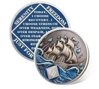 Braving The Storm 7 Year Sober Coin, Nautical NA Coin, Addiction Recovery Seven Year Sober Chip, Celebrating Recovery Anniversary Token, Narcotics Anonymous Sobriety Gifts for Men Women