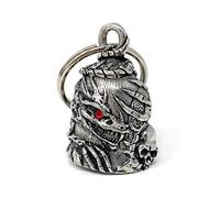 Bravo Bells Skull Dragon Diamond Bell - Biker Bell Accessory or Key Chain for Good Luck on The Road silver