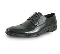 bravo! Men Dress Shoe King Classic Lace-up Oxford Plain or Cap Toe or Wingtip Leather Sock Medium and Wide Width Size from 6 to 18 Black Brown Cognac Blue Purple Red, Black 6, 18