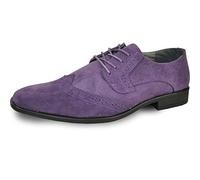 bravo! Men Dress Shoe King Classic Lace-up Oxford Plain or Cap Toe or Wingtip Leather Sock Medium and Wide Width Size from 6 to 18 Black Brown Cognac Blue Purple Red, Purple, 10.5