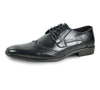 bravo! Men Dress Shoe King Classic Lace-up Oxford Plain or Cap Toe or Wingtip Leather Sock Medium and Wide Width Size from 6 to 18 Black Brown Cognac Blue Purple Red, Black 2, 17