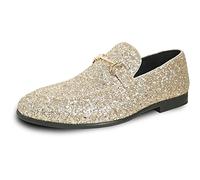 bravo! Men Dress Shoe Prom-2 Loafer Modern Metallic Glitter for Wedding Prom Black Silver, Gold, 11