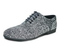 bravo! Men Dress Shoe Prom Slip-on Loafer Lace-up Oxford Cap Toe Metallic Glitter for Wedding Prom Black Blue Green Gold Pink Pewter Purple Silver Red, Pewter 3, 13