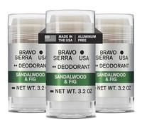 Bravo Sierra Pack of 3 Deodorant for Men - Contains Natural Ingredients - Long Lasting Protection from Bad Odour and Sweat All Day - Sandalwood and Fig Fragrance