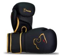 BRAVOSE Alpha Strap Boxing Gloves Mens, Women for Entry Level Boxers for Punching Bag Training & Sparring MMA Kick Boxing Muay Thai Made By Premium PU Leather Ventilated Palm (Black, 10 Oz)