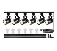 Bravsekai Advanced LED Track Lighting Kit with Replaceable GU10 Bulbs, 6-Lights Dimmable Track Lights with 2x1m H Type Track Rails, 10W 3000K Warm Light Indoor Ceiling Spotlight Fixture for Any Space