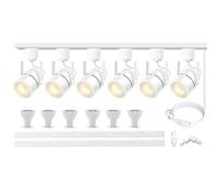 Bravsekai Advanced LED Track Lighting Kit with Replaceable GU10 Bulbs, 6-Lights Dimmable Track Lights with 2x1m H Type Track Rails, 10W 3000K Warm White Indoor Spotlight Fixture for Any Space