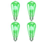 Bravsekai E27 ST64 Green LED Bulbs, 4W Screw Decorative Filament Bulbs, 40W Equivalent, Modern Style, Non-Dimmable, Pack of 4