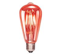 Bravsekai E27 ST64 Red LED Bulb, 4W Edison Screw Decorative Filament Bulbs, 40W Equivalent, Modern Style, Non-Dimmable, Pack of 1