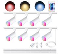 Bravsekai GU10 16-Color RGB Track Lighting Kit, 8-Pack Colour-Changing Spotlights with 2x1.5M H-Rail, IR Remote RGB Track Lights for Living Room, Home Parties, Nightclubs, Bars