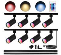 Bravsekai GU10 16-Color RGB Track Lighting Kit, 8-Pack Colour-Changing Spotlights with 2x1.5M H-Rail, IR Remote RGB Track Lights for Living Room, Home Parties, Nightclubs, Bars