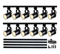 Bravsekai GU10 LED Track Lighting Complete Kit, 4000K Natural White, with 450cm H Track Rails, Dimmable Black LED Ceiling Spotlight Fixture with 12 Replaceable GU10 Bulbs