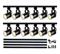 Bravsekai GU10 LED Track Lighting Complete Kit, 6000K Cool White, with 400cm H Track Rails, Dimmable Black LED Ceiling Spotlight Fixture with 12 Replaceable GU10 Bulbs for Shop, Home Office