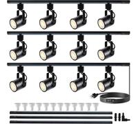 Bravsekai GU10 LED Track Lighting Complete Kit, Dimmable H Type 3 * 1.5m Track Rails,4000K Natural Light 12 Packs GU10 LED Bulbs Ceiling Spotlight Fixture, an Cost-Effective Lighting Solution