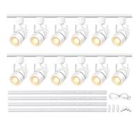 Bravsekai GU10 LED Track Lighting Complete Kit, with 400cm H Track Rails, 3000K Warm White Dimmable 12 Packs LED Ceiling Spotlight Fixture with Replaceable GU10 Bulbs for Home Office, Shop