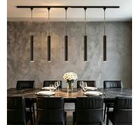 Bravsekai Kitchen Island 5 LED Black Track Pendant Kit, 230V 3CCT, 5 Pendant Lights with 3m H-Type Rails & 3 Straight Connectors, Modern Ceiling Light Fixture for Dining Room Living Room Cafe