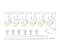 Bravsekai LED Track Lighting Heads Kit, 6-Lights GU10 Dimmable Track Lights with 2x1m H Type Track Light Rails, 10W 4000K Natural White Indoor Ceiling Spotlight Fixture