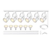 Bravsekai LED Track Lighting Heads Kit, Dimmable PAR20 Track Lights Heads with 2x1m H Type Track Rails 20W 3000K Warm White Ceiling Spotlight Fixtures Include 6Pcs LED Bulbs for Shop