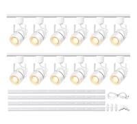 Bravsekai Track Lighting Head Kits, 12-Light Dimmable GU10 LED Track Lights, Extended 3 * 1.5m H Type Track Light Rails 6000K Cool White Indoor Ceiling Spotlight Fixture with 12 Packs GU10 LED Bulbs