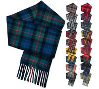 BRAW CLANS TARTANS 100% Cashmere Scarf - Authentic Scottish Tartan scarves, 64.5x10 Inch, Extra-Soft & Warm, Premium Unisex Wool Wrap - Green check - Fathers Day, Wedding Day, Mothers Day Gift - Gunn