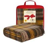 BRAW CLANS TARTANS 100% Pure Wool comfort Tartan Blankets for beds, Sofa throws - Winter warm large size 74x62 Inches - Scottish plaid check Cozy Rug - Fringed edges, Soft - (Buchanan Natural Tartan)