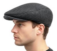 BRAW CLANS TARTANS 100% Wool Men’s County Cap - Harris Tweed Wool Made in The UK - Charcoal Flat Cap with Satin Lining - Warm, Breathable Outdoor Winter Hat for Country Walks & Everyday Wear